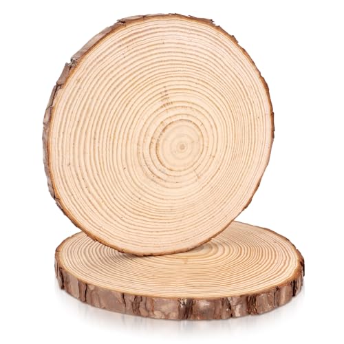 FSWCCK 2 Wood Slices 8-9in, Large Slabs for Wedding DIY - size: 2 Pcs 8"-9"