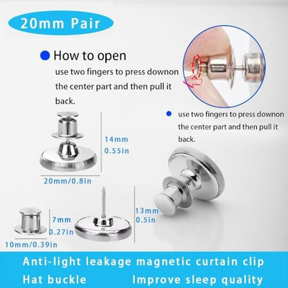 30 Pairs Magnetic Curtain Clips with Tacks - Powerful Curtain Magnets Closure - Weighted Magnets for Curtains to Block Light & Secure Drapes No Light Leakage for Home, Bedroom, Office Windows - color: 30 Pairs