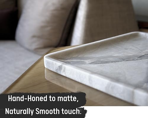 astavostone Natural Grey-White Marble Square Decorative Tray, 10.6 in