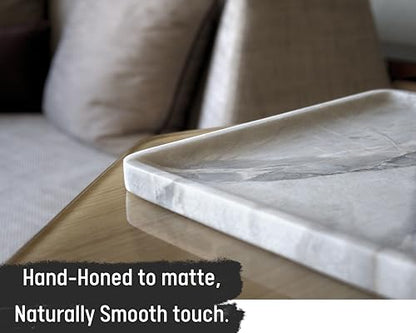 astavostone Natural Grey-White Marble Square Decorative Tray, 10.6 in