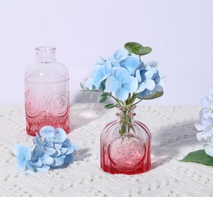 5pcs Pink Glass Bud Vase Set, Small Flower Vases for Centerpieces in Bulk - color: Pink, size: 5pcs