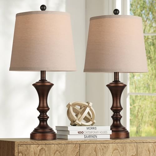 ROTTOGOON Retro Table Lamps Set of 2 Nightstand Lamp for Bedroom Vintage Rustic Table Lamps for Living Room Traditional Nightstand Bedside Lamps Bulb NOT Included - color: Retro Brown