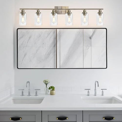 MELUCEE Modern Bathroom Vanity Light Fixtures 6-Light Brushed Nickel - color: Brushed Nickel, size: 6-Light