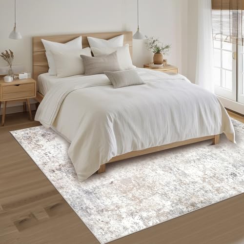 Beige Grey Washable Rugs 4x6 Area Rugs for Living Room,Bedroom,Dining Room - color: Brown-grey-beige-slate, size: 4' x 6' (Rectangular)