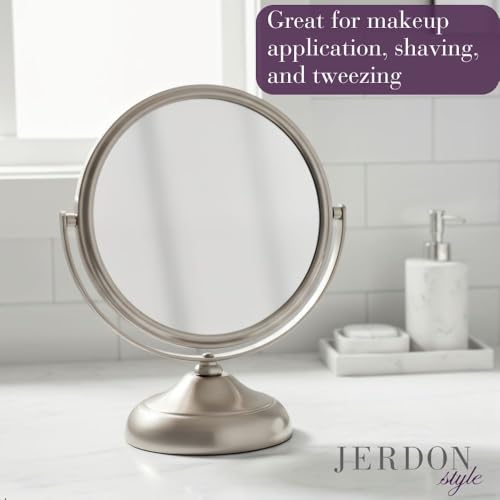 Jerdon 5.5" Tabletop Makeup Mirror - 5X Magnification - Nickel - MC247N - color: Nickel