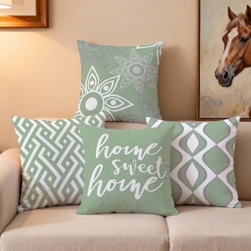 Hexagram Throw Pillow Covers 18x18, Sage Green Outdoor Pillow Covers - color: Sagegreen, size: 18" x 18" (Pack of 4)