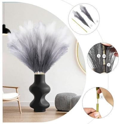 8 Pcs 35.4" Black Gradient Faux Pampas Grass, Tall Pampas Grass Vase Filler - color: Black, size: 35.4inch-8Pcs