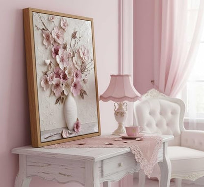 Framed Pink Floral Canvas Wall Art - color: Framed, size: 10"L x 8"W