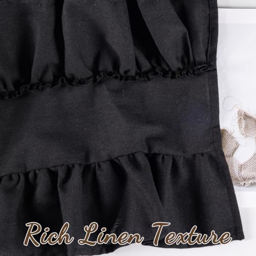 FUANGUI Ruffled Valance Curtain 52" W x 18" L Pleated Kitchen Valance - color: Black, size: 52"W x 18"L (Pack of 1)
