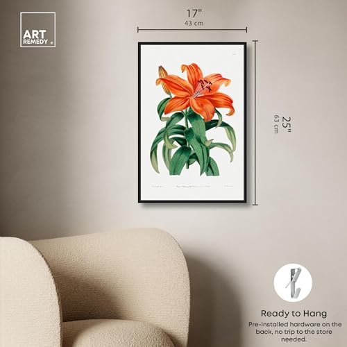 Art Remedy Botanical Prints Canvas, 16" x 24", Black Frame, Thunberg Orange Lily - color: Black Frame, size: 25"L x 17"W