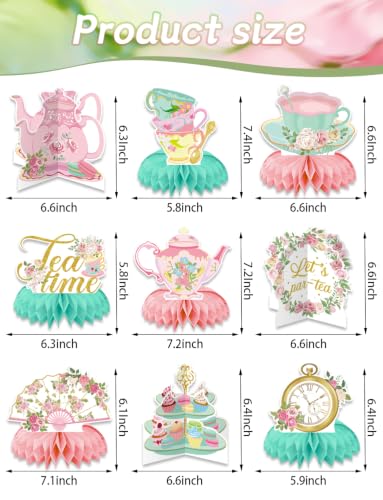 Tea Party Decorations, 9 Pcs Tea Party Table Decorations for Girls - style: Tea Party