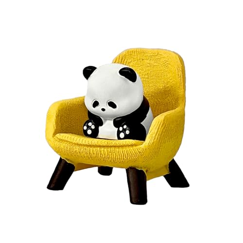 Miniature Frog Figurines, Cute Frog Desk Accessories for Desk Decor, Funny Gifts for Garden Decor, Mini Resin Animal Garden Statues (Panda) - color: Yellow Sofa