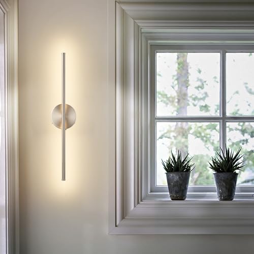 KARTOOSH Battery Operated Wall Sconces Set of Two Wireless Wall Lights - color: Nickel, size: 20.4 Inches