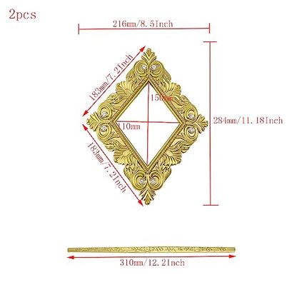 2 Pack Gold Rhombus Curtain Tiebacks, Square Drapery Holdbacks - style: 8 Crystals Gold