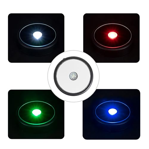 LED Multimodal Multicolor Light Base Silver Lighted Stand for Crystal Art Display Round Stand - color: B-multi-mode Silver Base