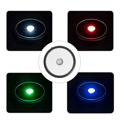 LED Multimodal Multicolor Light Base Silver Lighted Stand for Crystal Art Display Round Stand - color: B-multi-mode Silver Base