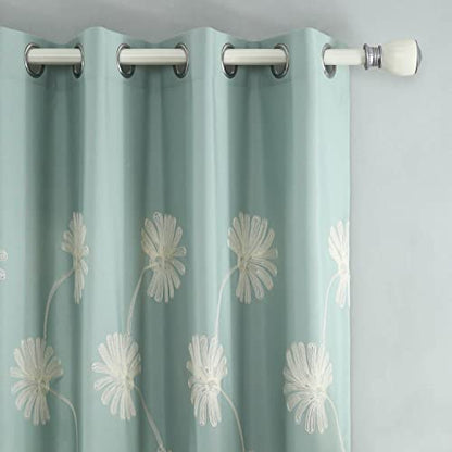 VOGOL Floral Embroidered Grommet Curtains, 52 x 84, 2 Panels, Blue - color: C2, size: 52"W x 84"L (Pack of 2)