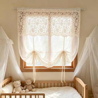 Chic Tie Up Curtain for Kitchen Adjust Balloon Window Valance Rod Pocket - size: 39"W x 39"L (Pack of 1)