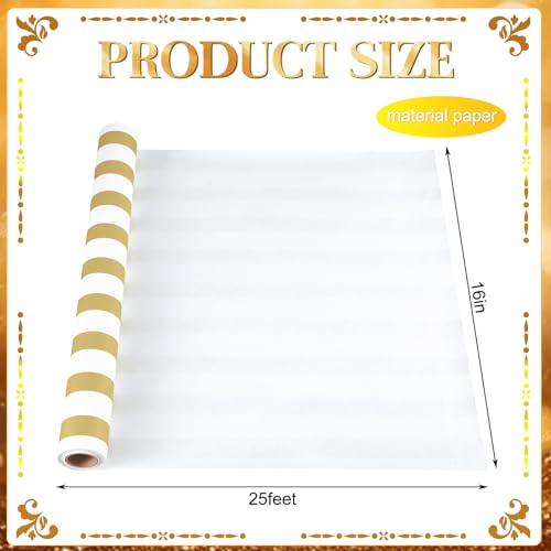 AmazingSpark Striped Table Runner Roll,Gold,25' Long X 16" Wide - color: Gold, size: 25' Long X 16" Wide