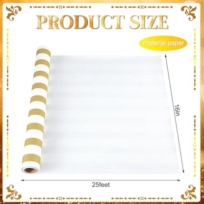 AmazingSpark Striped Table Runner Roll,Gold,25' Long X 16" Wide - color: Gold, size: 25' Long X 16" Wide