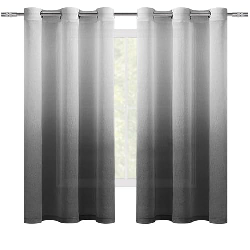 DWCN Black Ombre Sheer Curtains 63 Inches Long for Living Room 2 Panels Set - color: Black, size: 42"W x 63"L (Pack of 2)