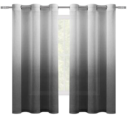 DWCN Black Ombre Sheer Curtains 63 Inches Long for Living Room 2 Panels Set - color: Black, size: 42"W x 63"L (Pack of 2)