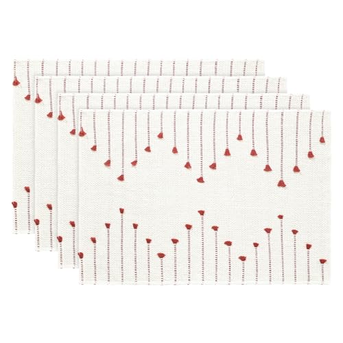 Artoid Mode Red Christmas Woven Rustic Placemats Set of 4-12x18 Inch - color: Red, size: 12" x 18", 4 Pcs