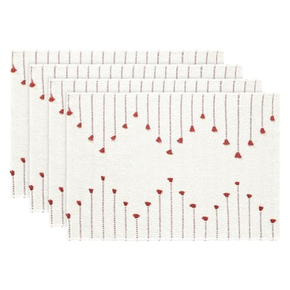 Artoid Mode Red Christmas Woven Rustic Placemats Set of 4-12x18 Inch - color: Red, size: 12" x 18", 4 Pcs