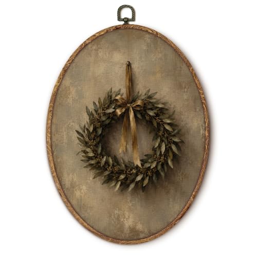 Yorhifa Vintage Antique Christmas Wreath Framed Wall Art 8.5x11.5in - color: Antique