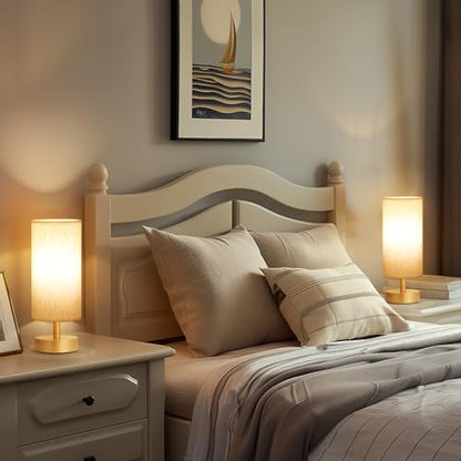 Table Lamps Set of 2 （Cream Shade- Gold Base, 11.6" Inline Control） - color: Cream Shade-Gold Base 2pcs, size: 11.6" Inline Control
