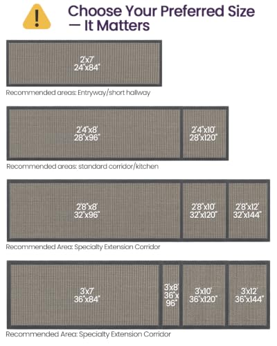 DEXI Jute Runner Rug 2'4''x10', Rug Runners for Hallways, Natural/Grey - color: Natural/Grey, size: 2'4" x 10' (Runner)