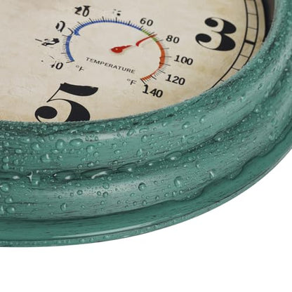 zyzamay 16 Inch Outdoor Clock with Thermometer and Hygrometer, Green - color: 16 Th Green