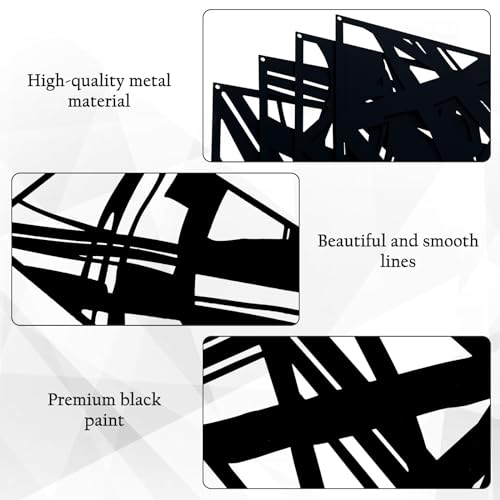 Zzbakress 4 Pieces Abstract Metal Wall Art, Minimalist Art Decoration, Paintings Wall Decor, 3D Structure Sculptures Decor for Living Room Bedroom Bathroom Office (Black style 1)