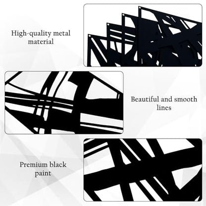 Zzbakress 4 Pieces Abstract Metal Wall Art, Minimalist Art Decoration, Paintings Wall Decor, 3D Structure Sculptures Decor for Living Room Bedroom Bathroom Office (Black style 1)