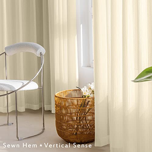 2 Panels Set Sheer Curtains 84 inch Length Beige 52" W x 84" L - color: Beige, size: 52"W x 84"L (Pack of 2)