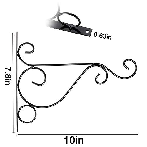 TIHOOD 4PCS Metal Plant Bracket Iron Wall Mount Lanterns Hangers for Hanging Bird Feeders, Lanterns, Wind Chimes, Planters, Outdoor Decoration Hooks - color: Black