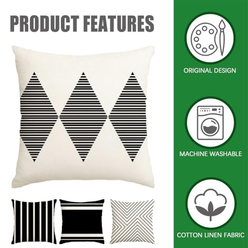 Outdoor Pillows Covers 20x20 Waterproof,Black and Beige Set of 4(No Insert) - color: Black and Beige, size: 20" x 20" (Pack of 4)