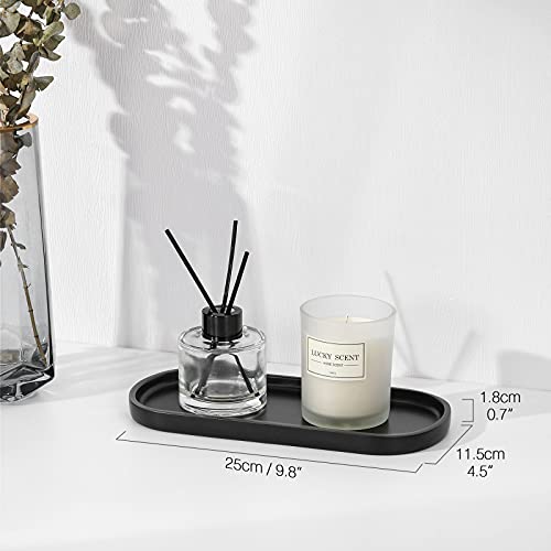 Luxspire 10" Oval Bathroom Tray for Countertop Organizer, Matte Black - color: Matte Black, style: Small