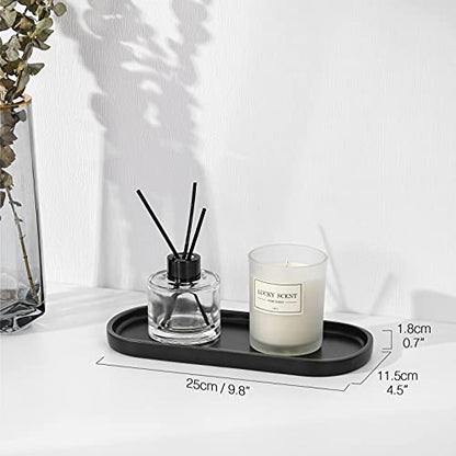 Luxspire 10" Oval Bathroom Tray for Countertop Organizer, Matte Black - color: Matte Black, style: Small
