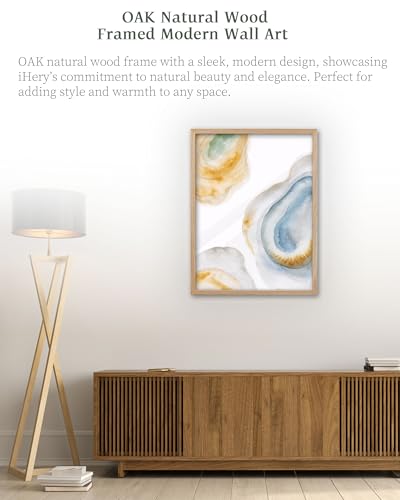 iHery 12x16in Blue Oyster Framed Coastal Wall Art, Acrylic Front - color: OAK Framed Abstract Oyster, size: 16"L x 12"W
