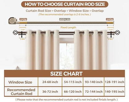 KAMANINA 1 Inch Double Curtain Rod 72 to 144 Inch, Long Drapery Rod, Bronze - color: Antique Bronze, size: 72-144"