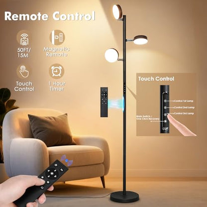 Tree Floor Lamp for Living Room - Modern Black Standing Lamp - color: Black
