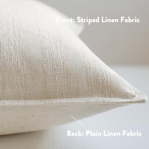 MOROCO Linen Striped Throw Pillow Covers 12x20 Set of 2, Beige - color: Beige, size: 20" x 12" (Pack of 2)