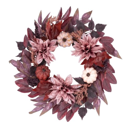 Fall Wreaths for Front Door Decor Artificial Flower, 24" Autumn Pumpkin - color: Fall Wreath 2