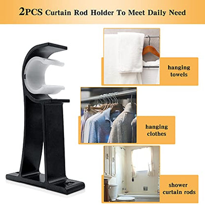 Heavy Duty Black Curtain Rod Holders - 1-inch Curtain Rod Brackets, 2 Pack - color: Black, size: Set of 2