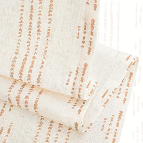 jinchan Linen Striped Tier Curtains for Kitchen Windows Boho - color: Boho Taupe | on Beige, size: 26"W x 24"L (Pack of 2)