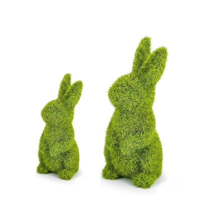 Easter Bunny Decorations,Resin Moss Bunny Figurine,Garden Artificial Moss Rabbit Easter Décor Easter Party Favors Gifts(Medium-2pcs) - size: Medium-2pcs