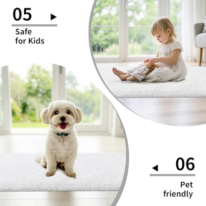 Disolla White Bathroom Rugs 24x48, Microfiber Non-Slip Plush Thick Bath Mat - color: White, size: 2' x 4' (24''x48'' Bathroom Rug)