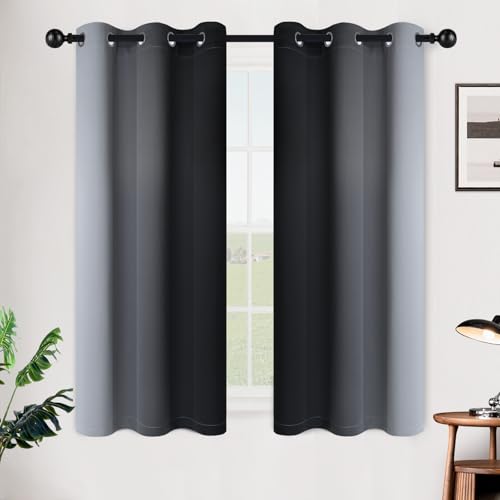 SimpleHome Ombre Black to Grey White Curtains for Living Room 42Wx54L - color: Black, size: 42"W x 54"L (Pack of 2)