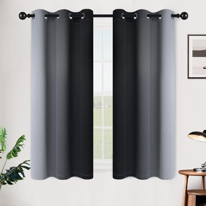 SimpleHome Ombre Black to Grey White Curtains for Living Room 42Wx54L - color: Black, size: 42"W x 54"L (Pack of 2)